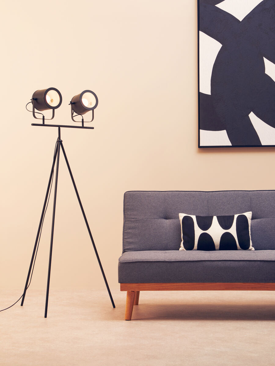 Stockholm Two Spotlight Matte Black Tripod Floor Lamp - PN Home