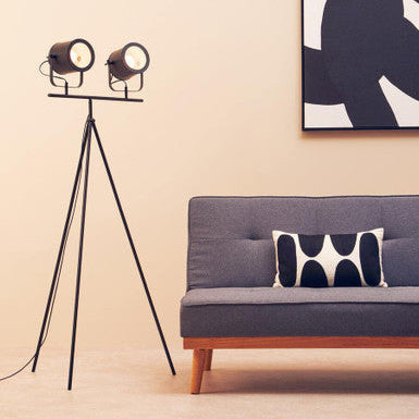 Stockholm Two Spotlight Matte Black Tripod Floor Lamp - PN Home