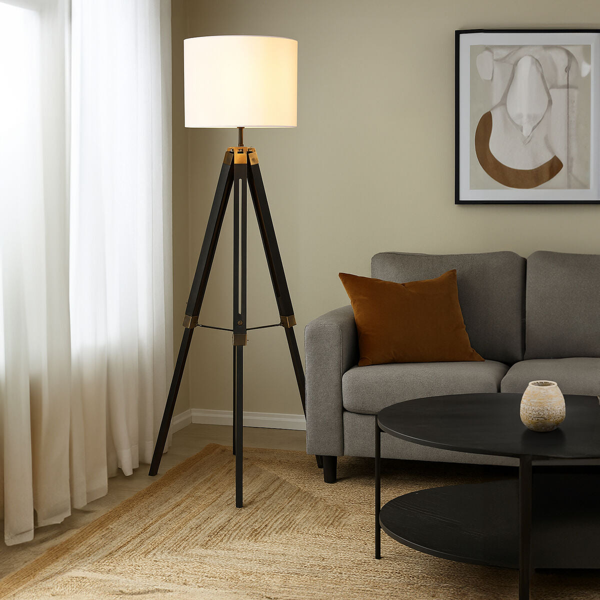 Malvern Tripod Floor Lamp With Black Base - PN Home