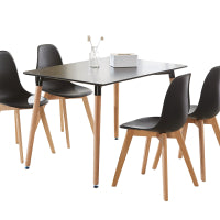 Rico Halo Dining Set with Black Table and 4 Black Chairs
