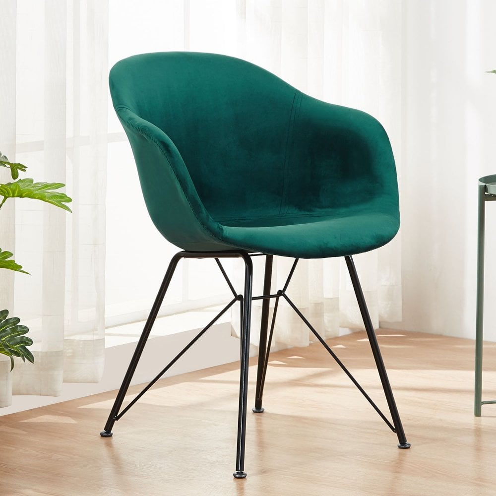 Valentina Halo White Dining Set with 4 Velvet Chairs