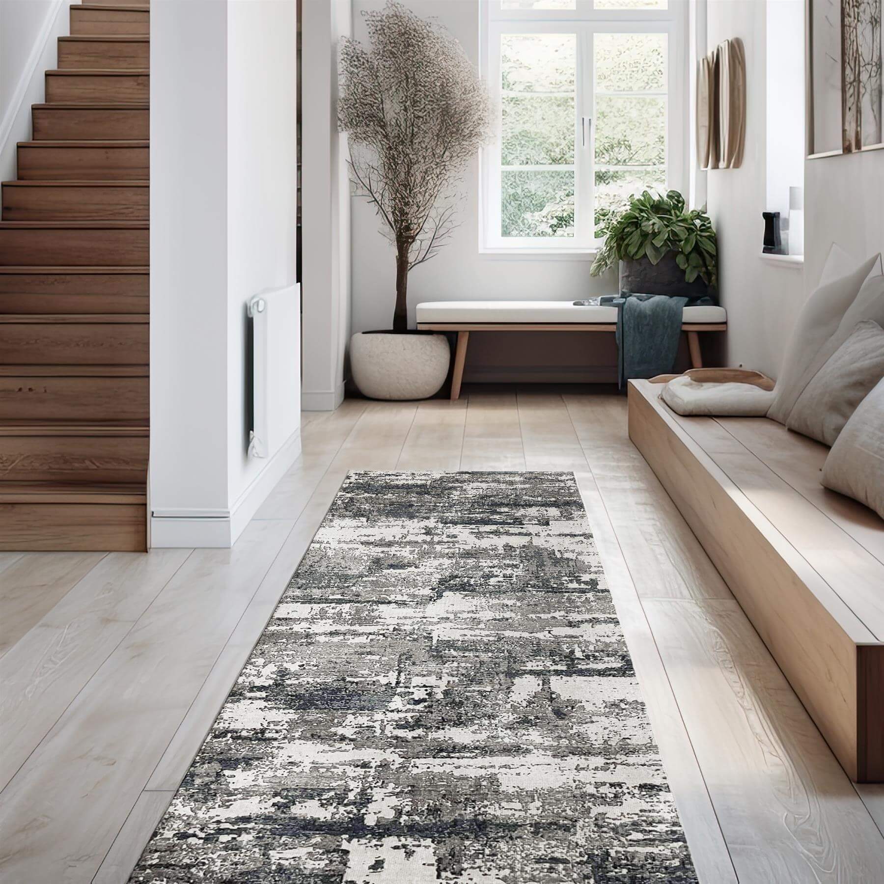 Tokyo Abstract Blue & White Rug - PN Home