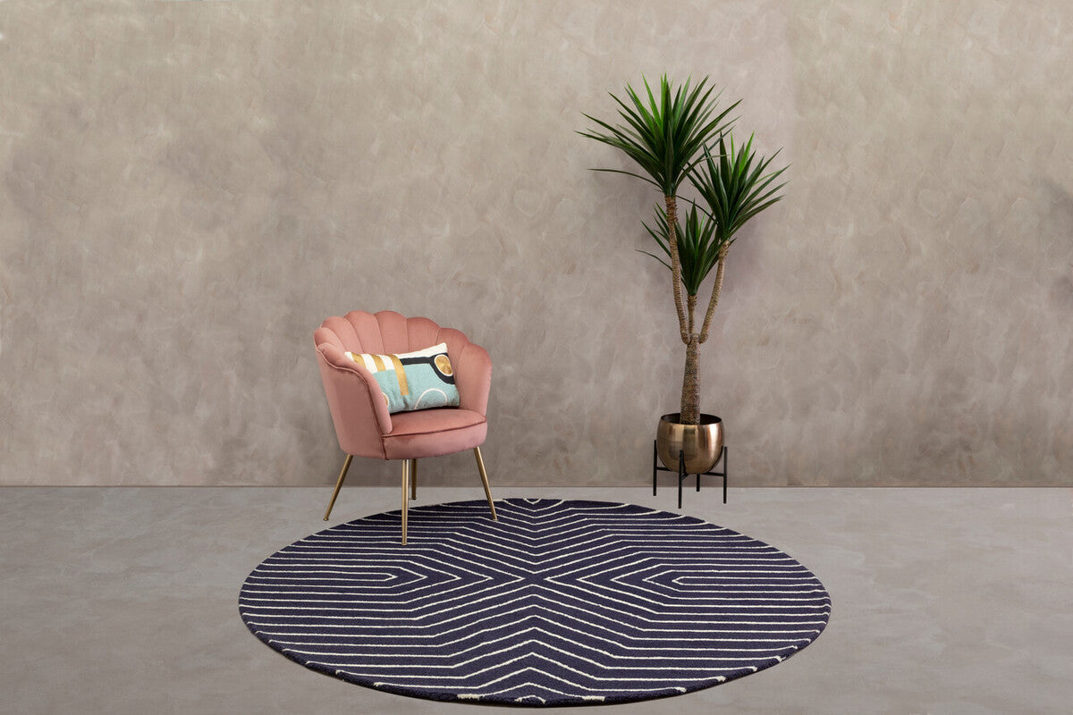 Bosie Moyo Blue And White Round Rug - PN Home