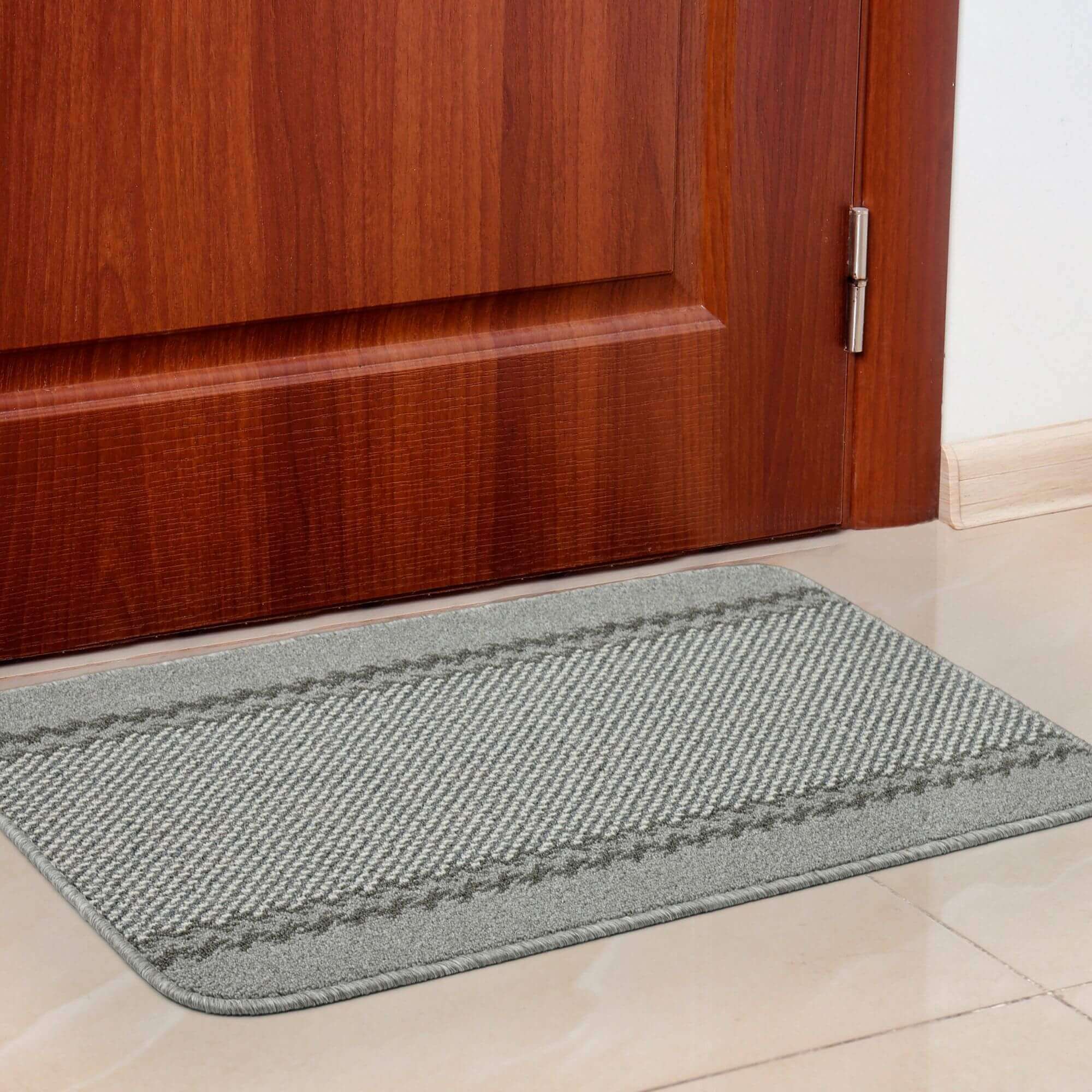 Washable Designer Bordered Grey Rug | 116G - PN Home