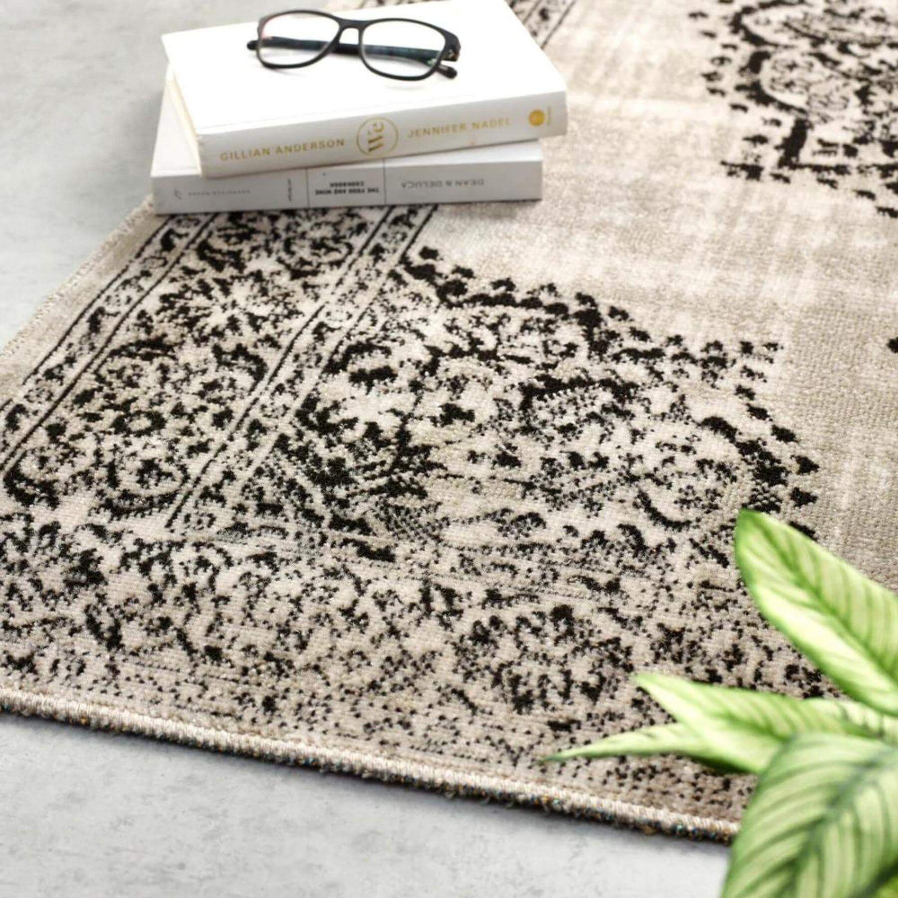 Saville Grey/Black Vintage Rug - PN Home