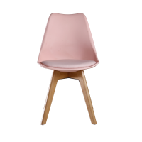 5PCs Dining Set - an Oak Halo Dining Table & Set of 4 Pink Lorenzo Tulip chairs with Padded Seat