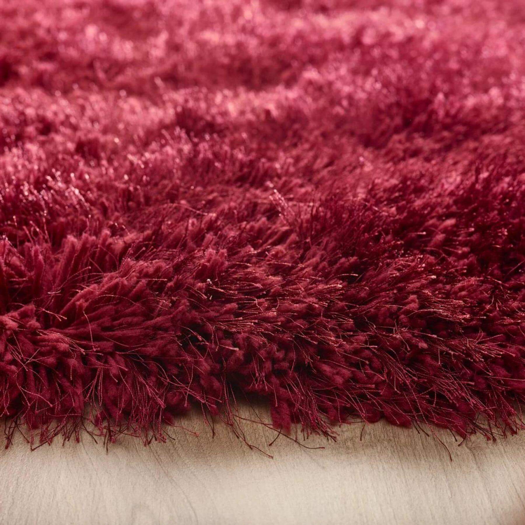 Extravagance Wine Red Shaggy Rug - PN Home