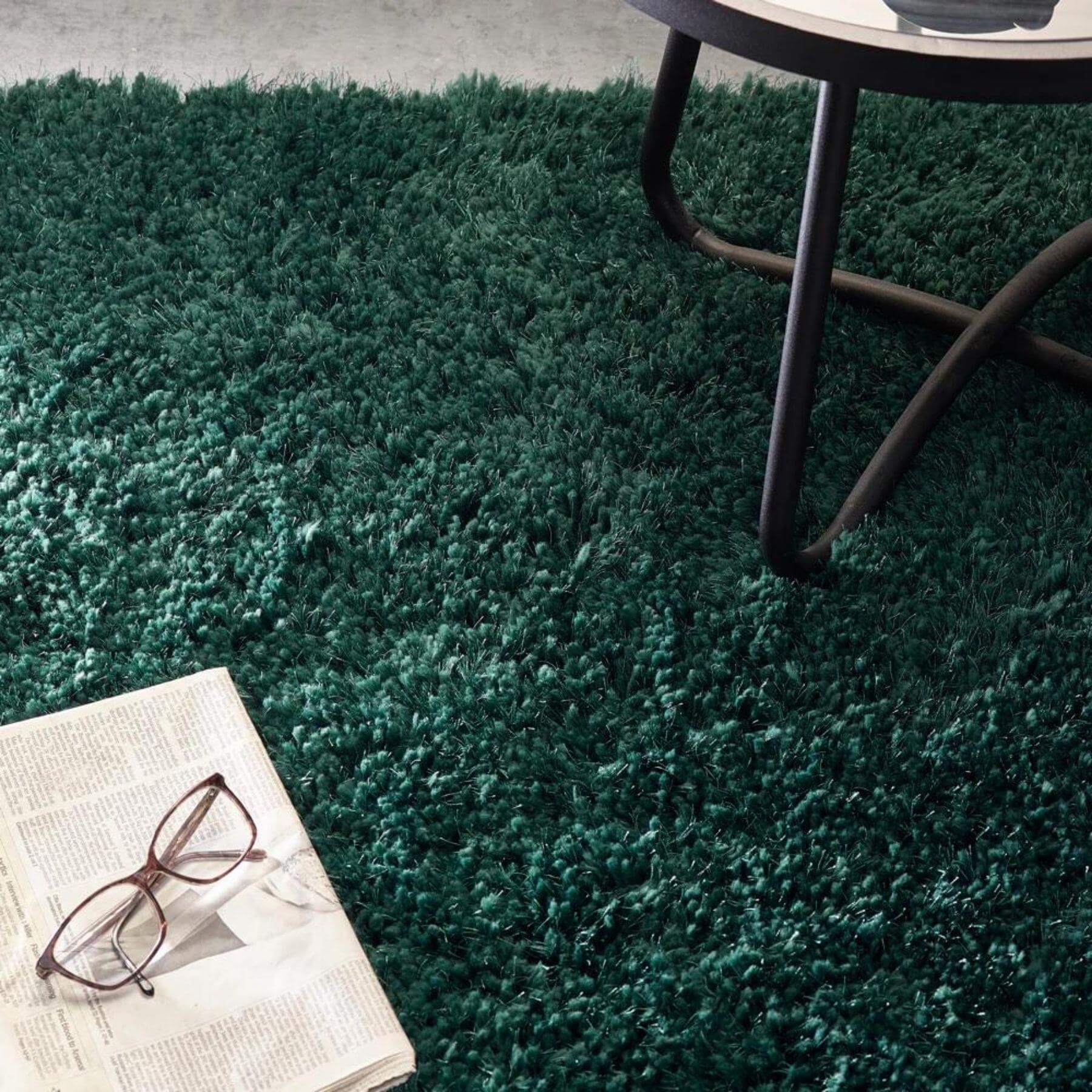 Chicago Forest Green Shaggy Rug - PN Home