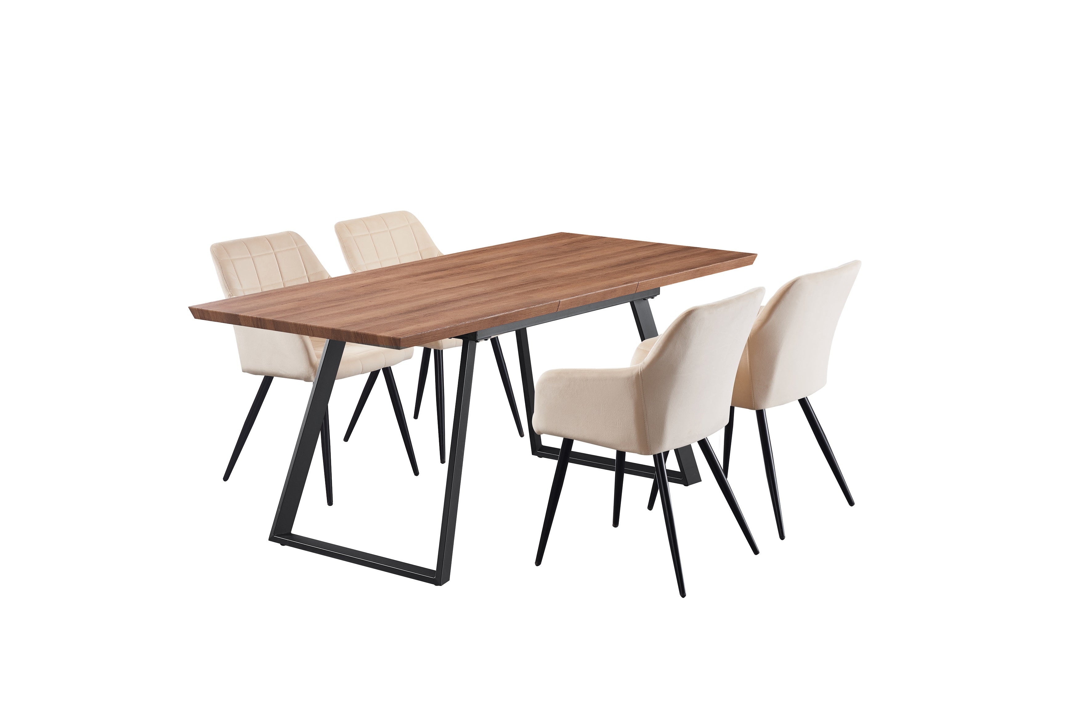 Camden Toga Brown LUX Dining Set with 4 Velvet Chairs