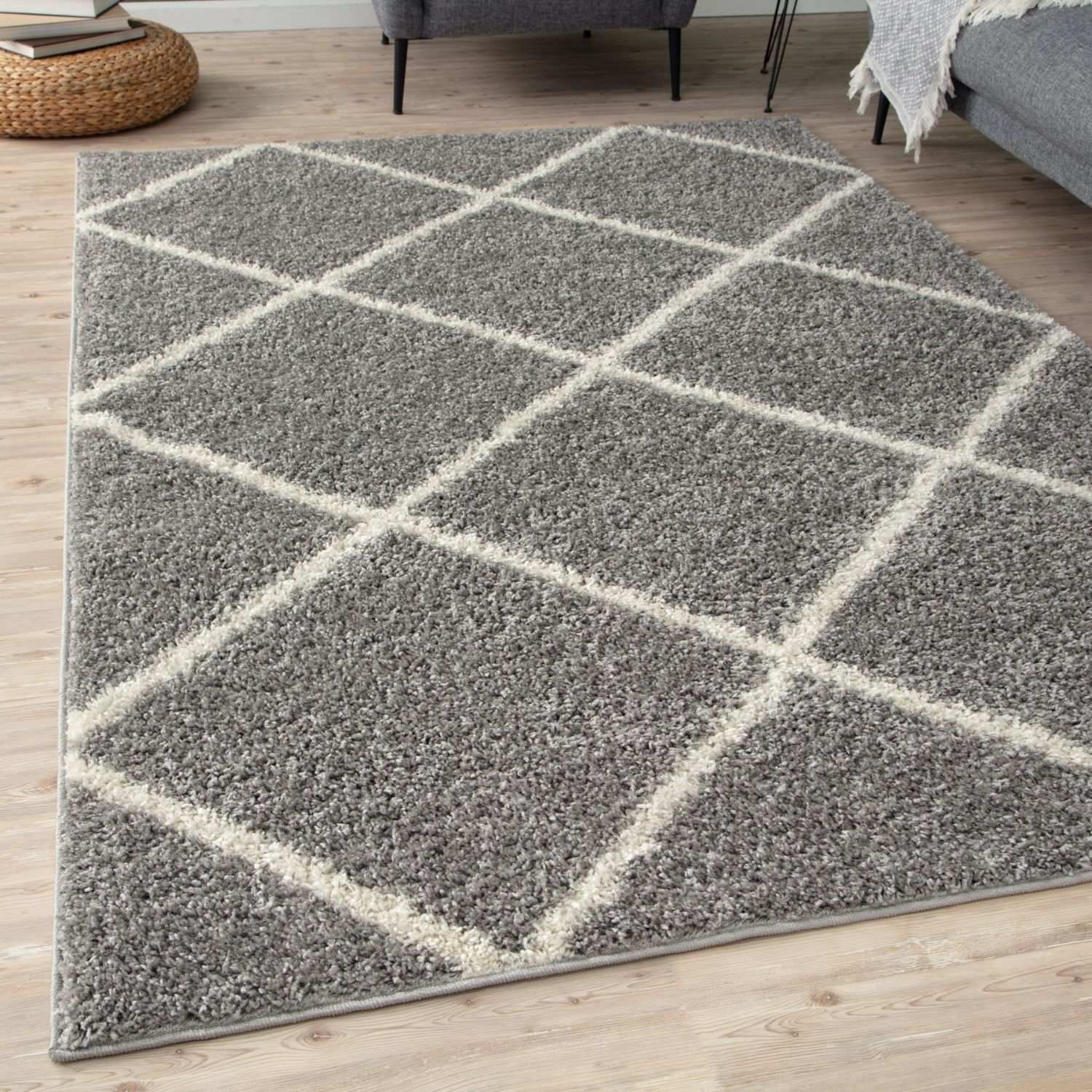 Moroccan Grey Shaggy Rug | 510 - PN Home