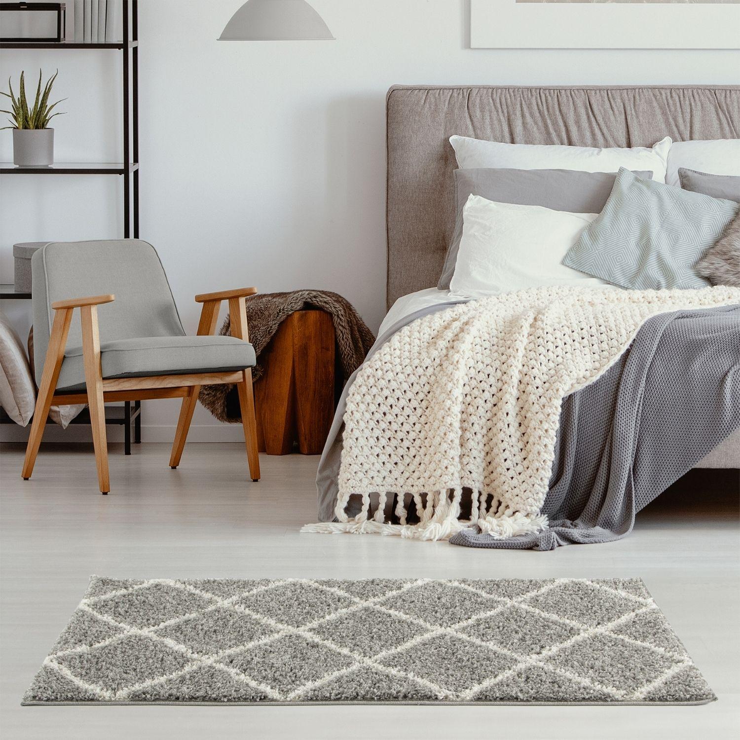 Moroccan Grey Shaggy Rug | 510 - PN Home