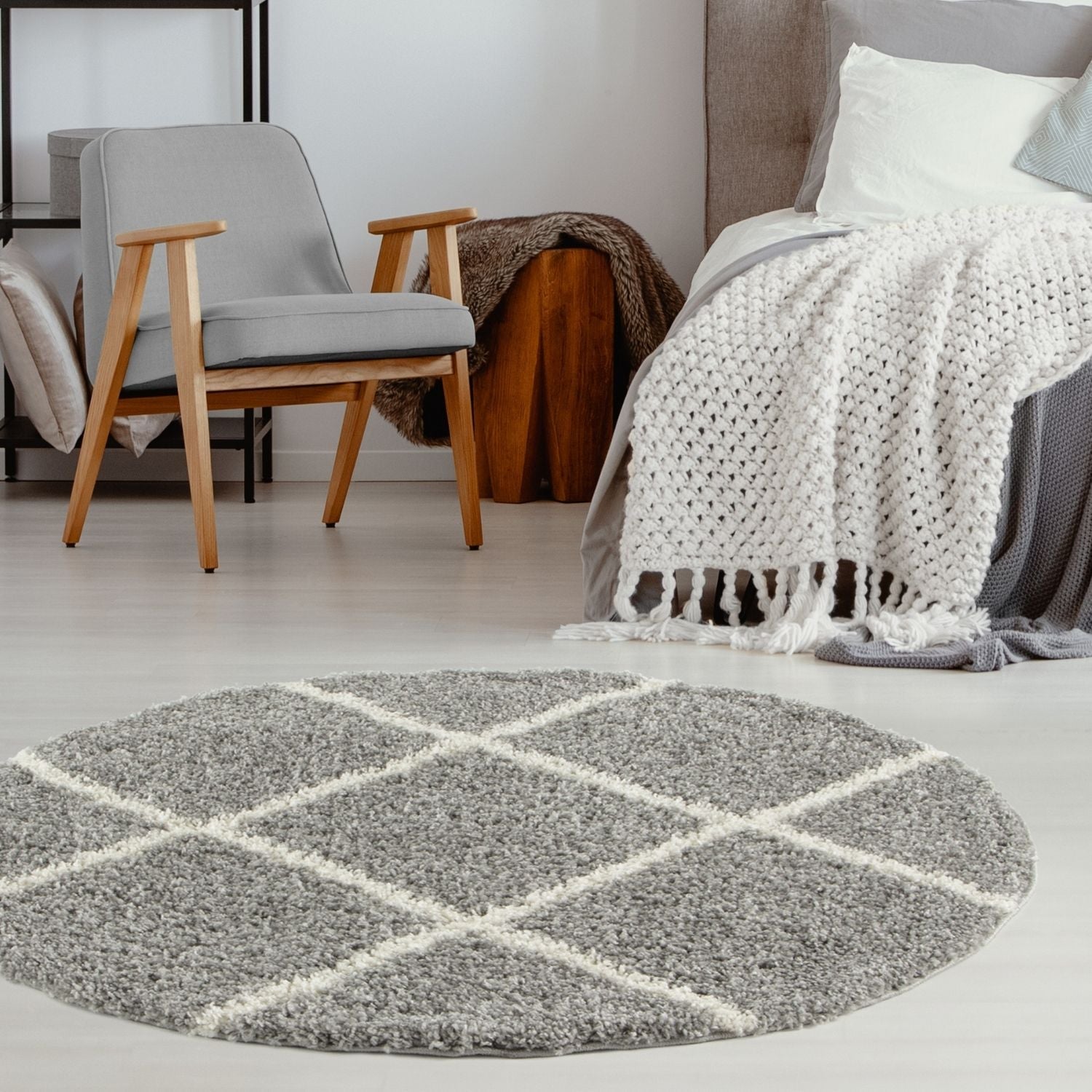 Moroccan Grey Shaggy Rug | 510 - PN Home