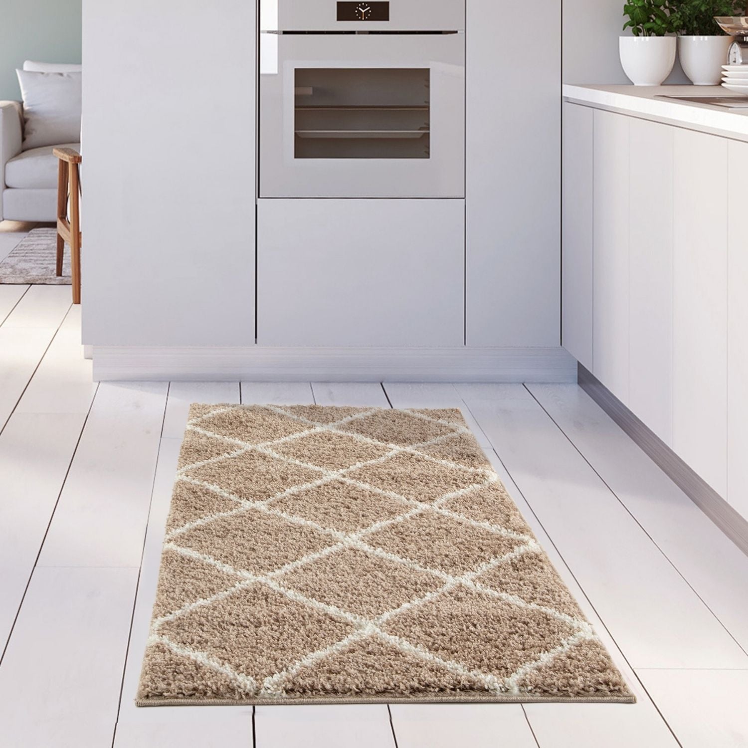 Moroccan Beige Shaggy Rug | 520 - PN Home