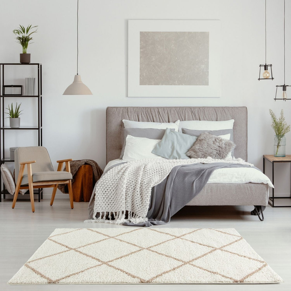Moroccan Ivory Shaggy Rug | 530