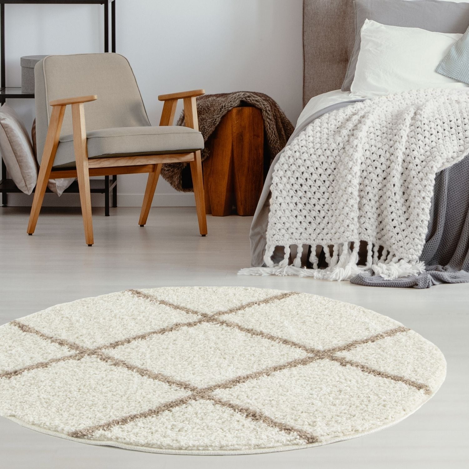 Moroccan Ivory Shaggy Rug | 530 - PN Home