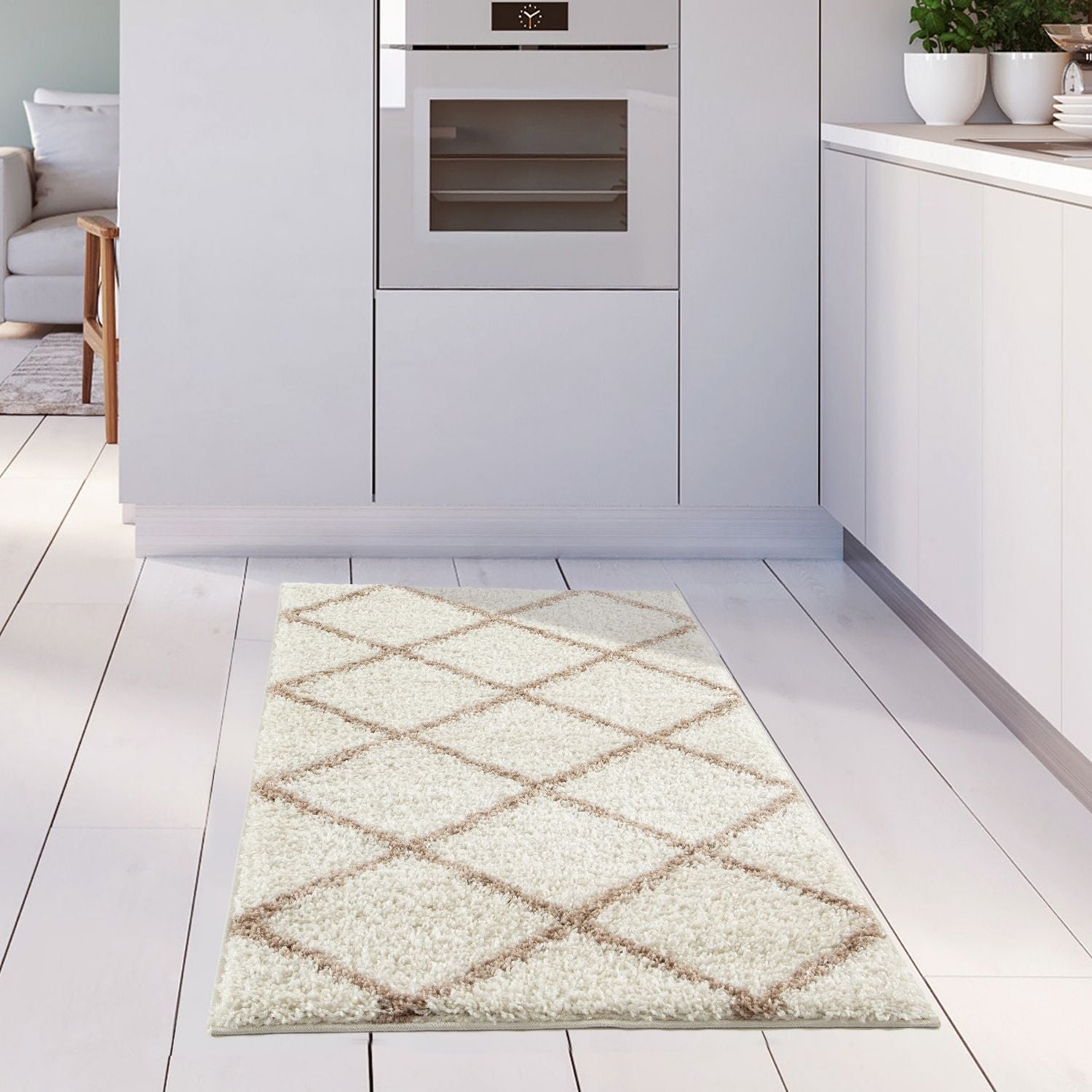 Moroccan Ivory Shaggy Rug | 530 - PN Home