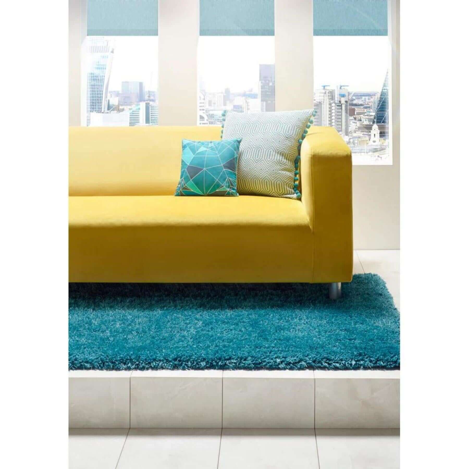 Chicago Dark Teal Shaggy Rug - PN Home