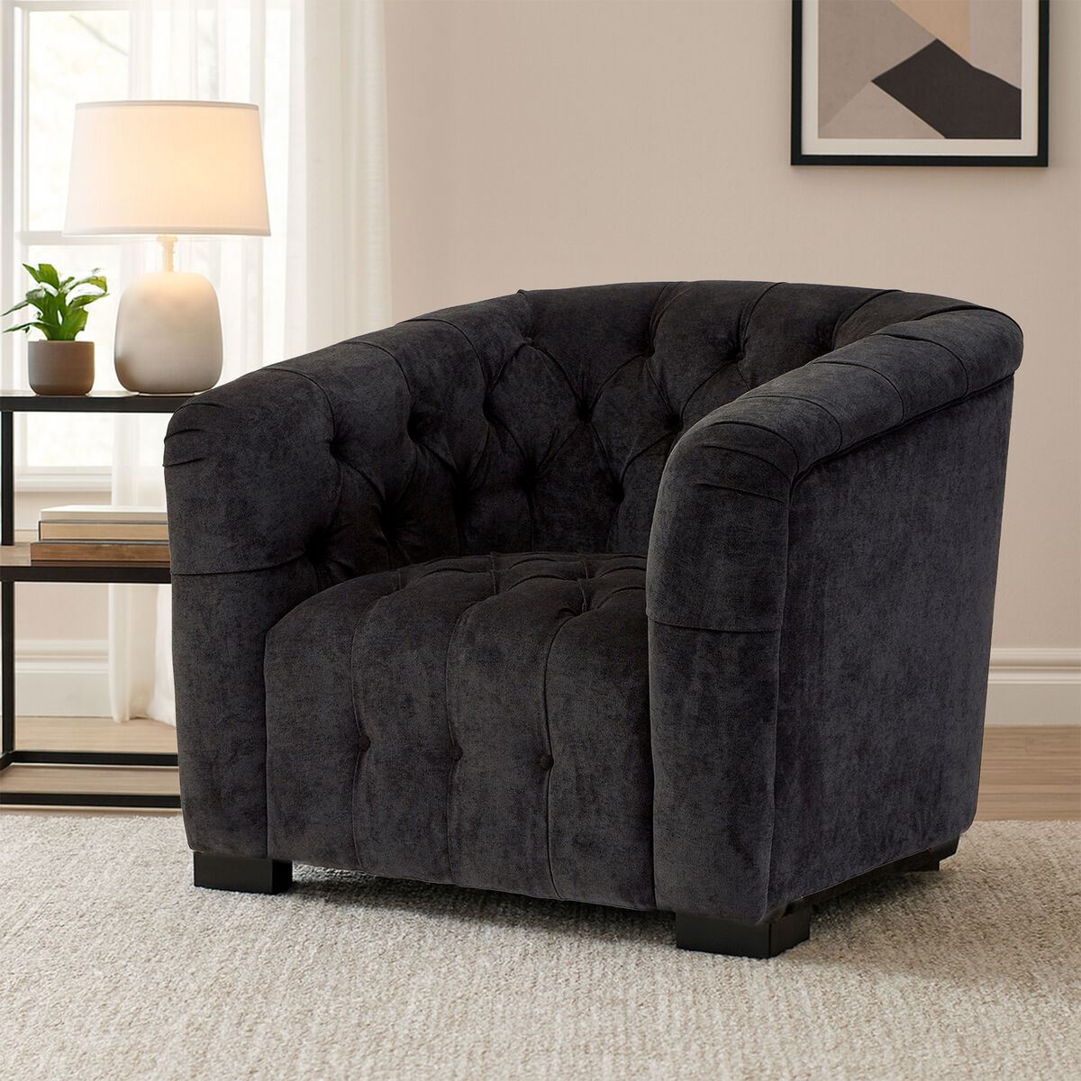 Fenton Black Fabric Armchair - PN Home