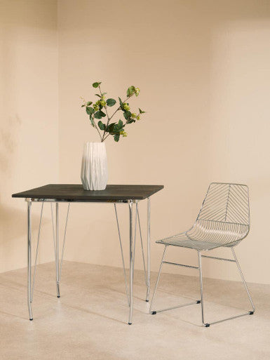 District Chrome Metal Wire Tapered Legs Chair