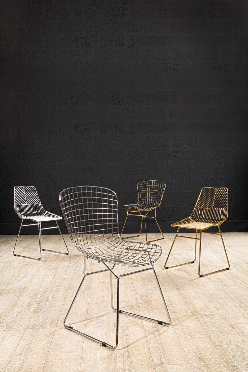 District Chrome Metal Wire Tapered Legs Chair - PN Home