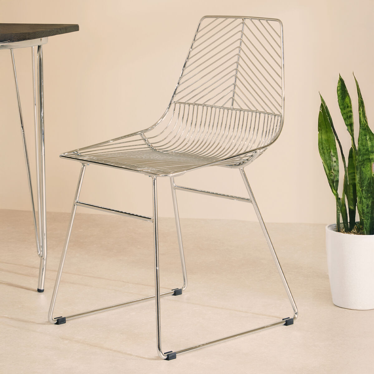 District Chrome Metal Wire Tapered Legs Chair - PN Home