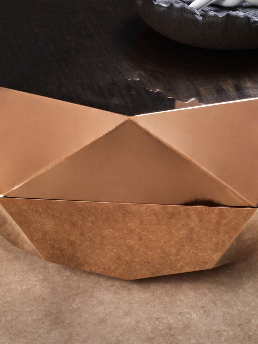 Allure Rose Gold Diamond Cut Coffee Table - PN Home