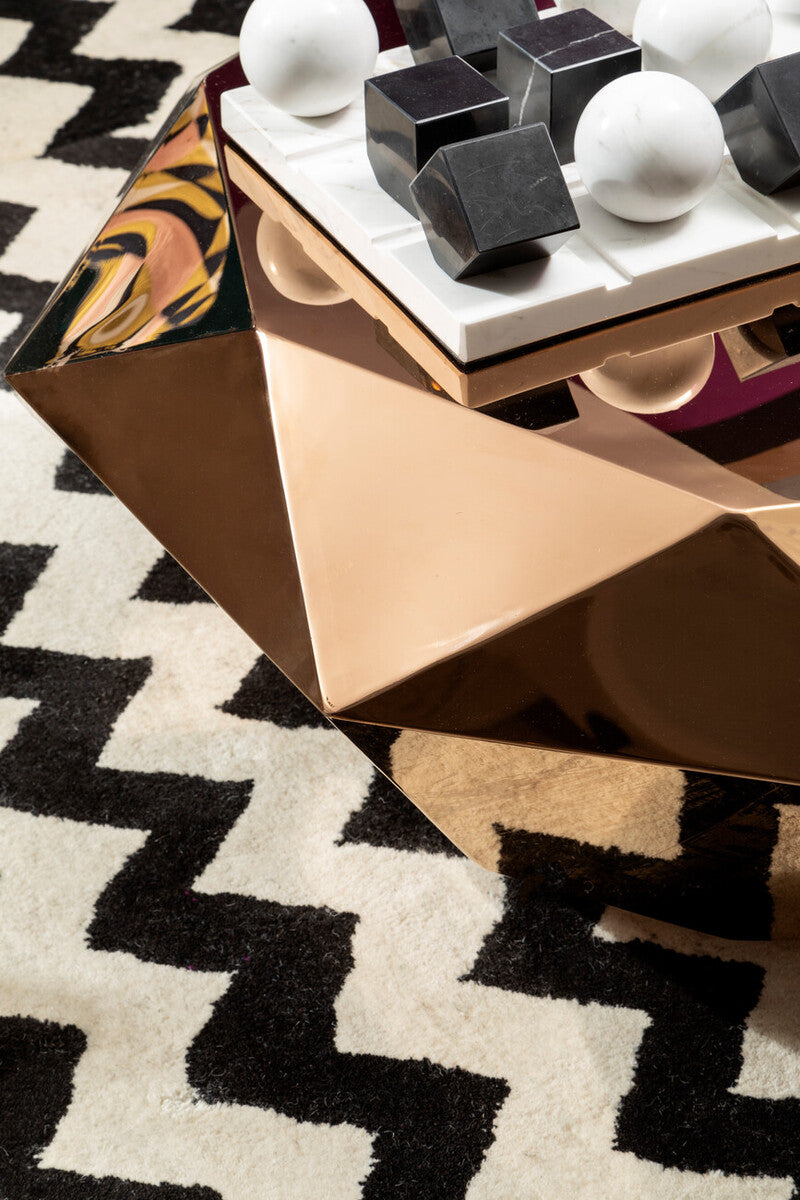 Allure Rose Gold Diamond Cut Coffee Table - PN Home