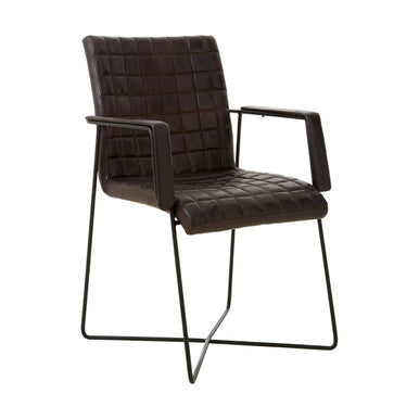 Buffalo Black Leather Weave Chair