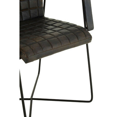 Buffalo Iron And Grey Leather Weave Chair