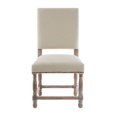 Lyon Linen Dining Chair with Oak Wood Whitewash Finish - PN Home