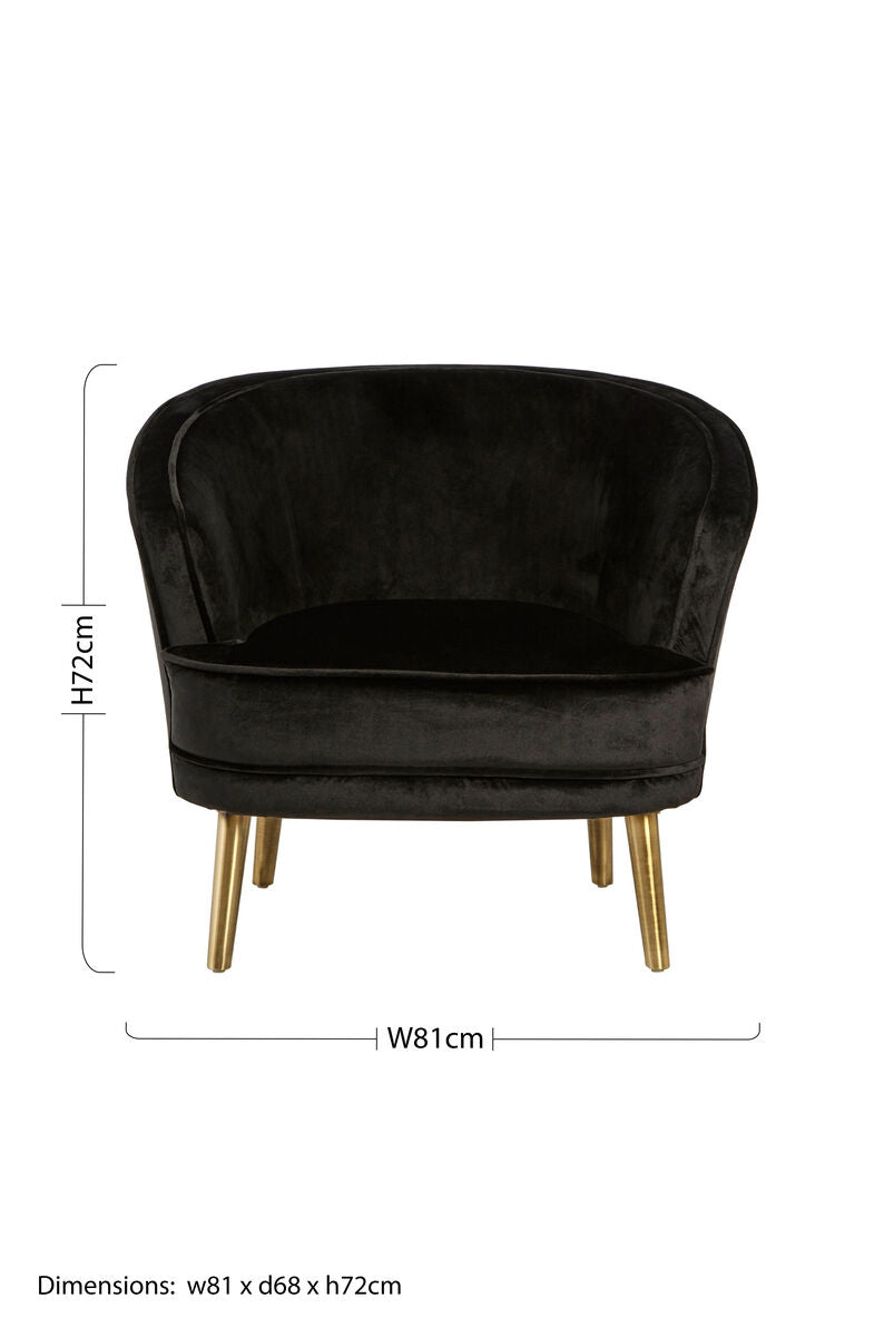 Louxor Black Velvet Round Chair - PN Home