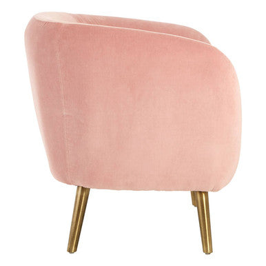 Louxor Pink Velvet Round Armchair - PN Home