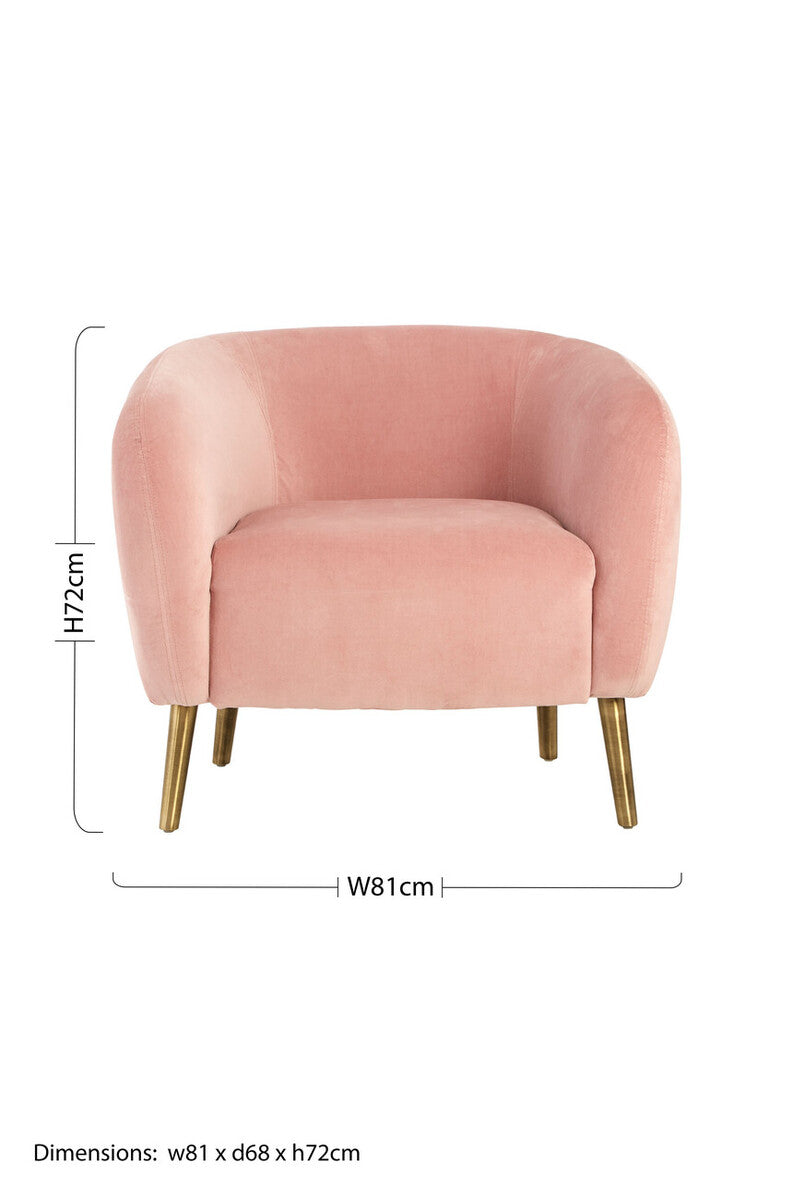 Louxor Pink Velvet Round Armchair - PN Home