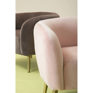 Louxor Pink Velvet Round Armchair