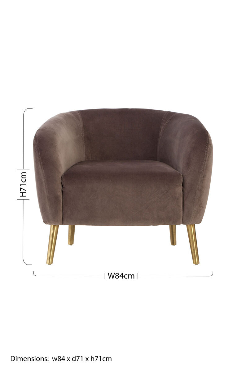 Louxor Grey Velvet Round Armchair - PN Home