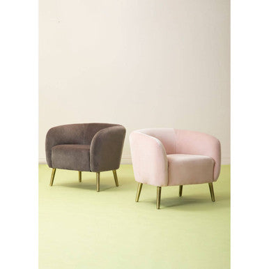 Louxor Grey Velvet Round Armchair - PN Home