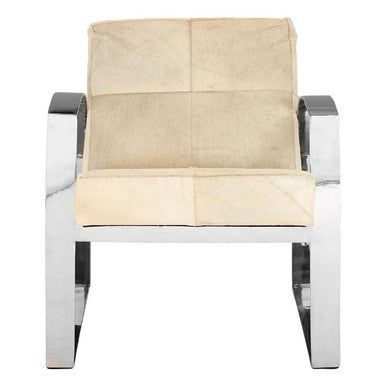Kensington Townhouse Hairon Leather Chair With Steel Legs - PN Home