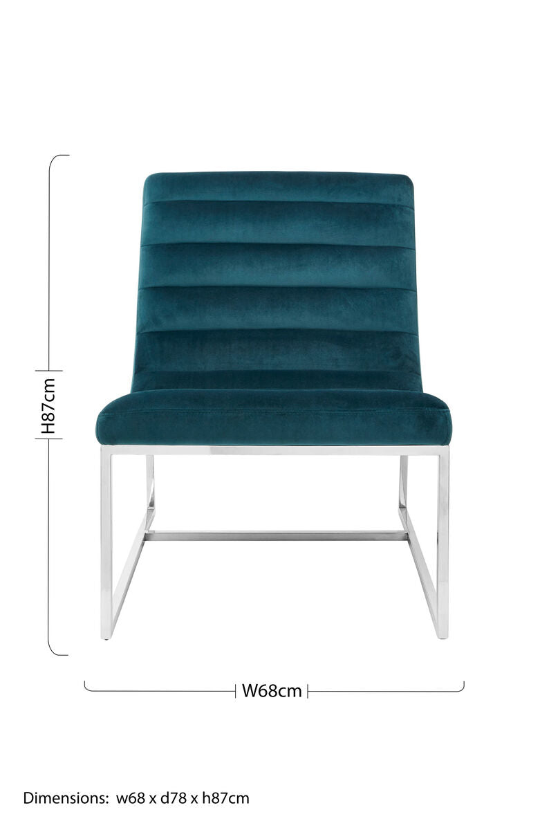 Vogue Teal Velvet Curving Profile Lounge Chair - PN Home