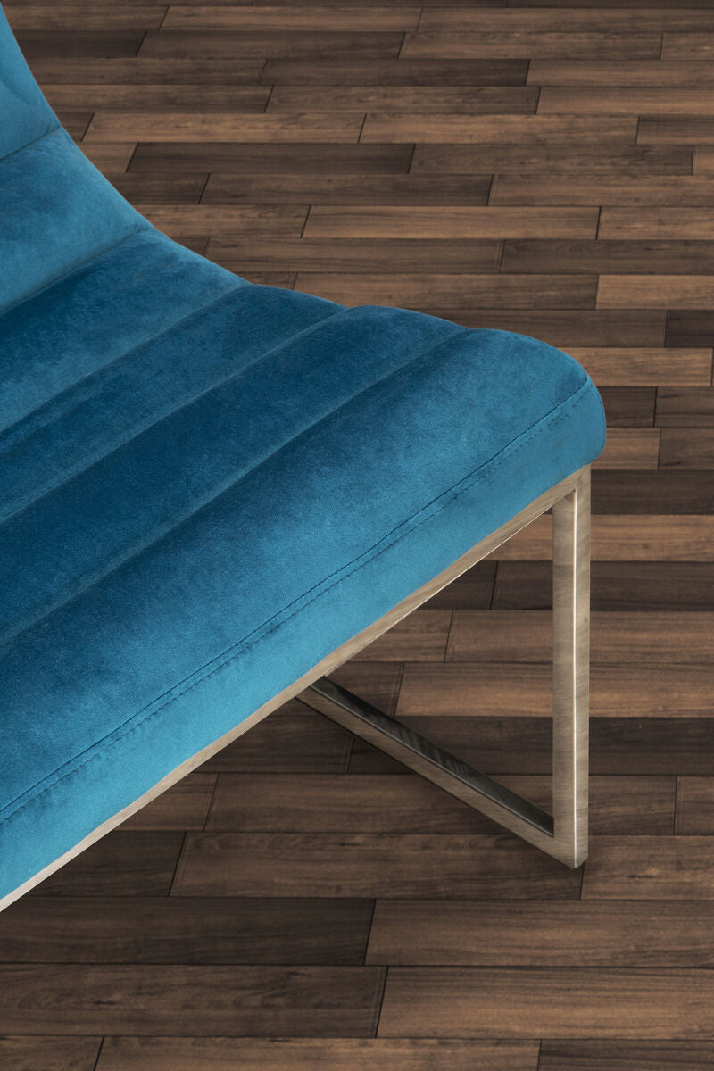 Vogue Teal Velvet Curving Profile Lounge Chair - PN Home