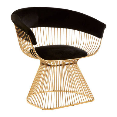 Vogue Black Velvet And Gold Finish Chair - PN Home