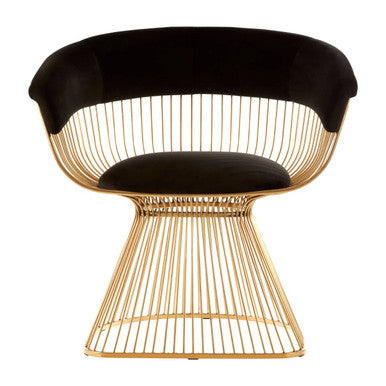 Vogue Black Velvet And Gold Finish Chair - PN Home