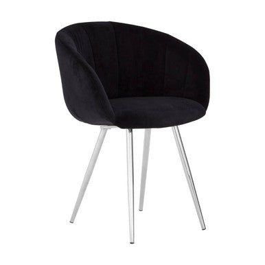 Vogue Black And Silver Velvet Chair - PN Home