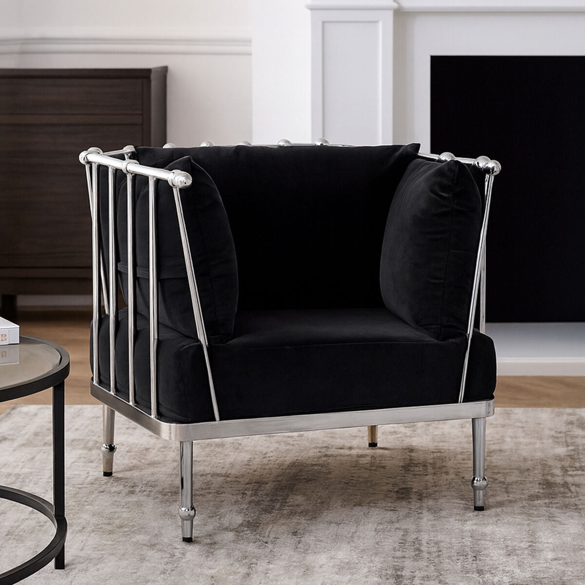Novo Chair With Silver Finish Tapered Arms - PN Home