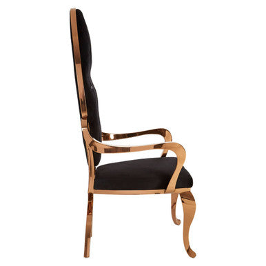 Novara Black Velvet And Rose Gold Baroque Chair - PN Home
