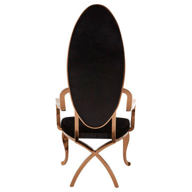 Novara Black Velvet And Rose Gold Baroque Chair - PN Home
