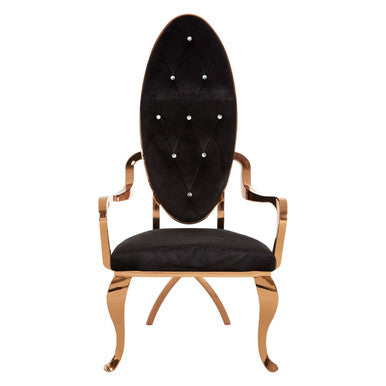 Novara Black Velvet And Rose Gold Baroque Chair - PN Home