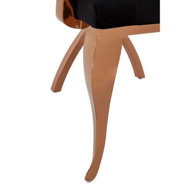 Novara Black Velvet And Rose Gold Baroque Chair - PN Home