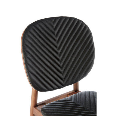 Kenso Black Leather and Walnut Wood Dining Chair - PN Home