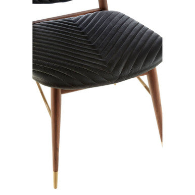 Kenso Black Leather and Walnut Wood Dining Chair - PN Home