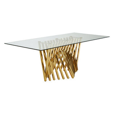 Arezzo Tempered Glass Top Dining Table With Gold Finish Frame - PN Home